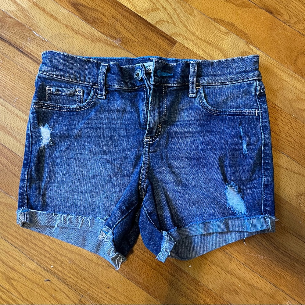 Denim Blue Distressed Kids Shorts
